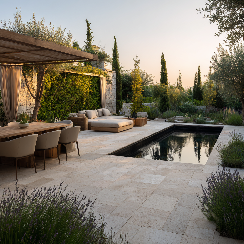 Peaceful outdoor living space at LA Serenity Springs in Los Angeles, California